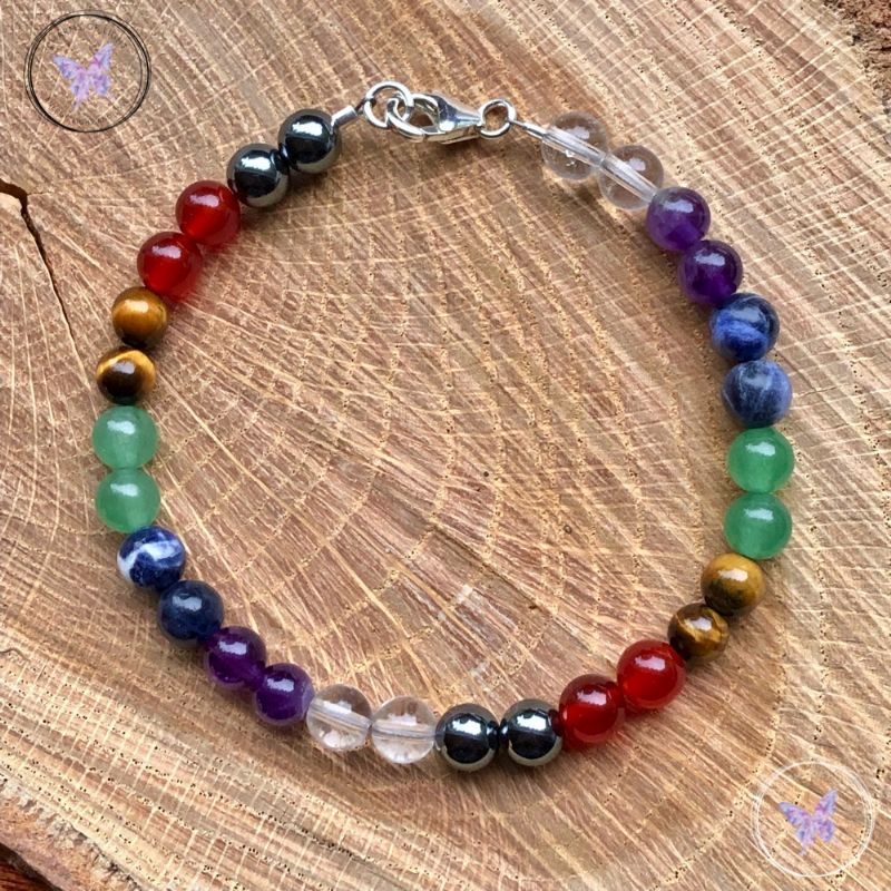 Classical Chakra Bracelet with Silver Clasp